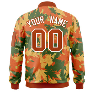 Custom Orange Varsity Full-Zip Hawaii Letterman Bomber Jacket