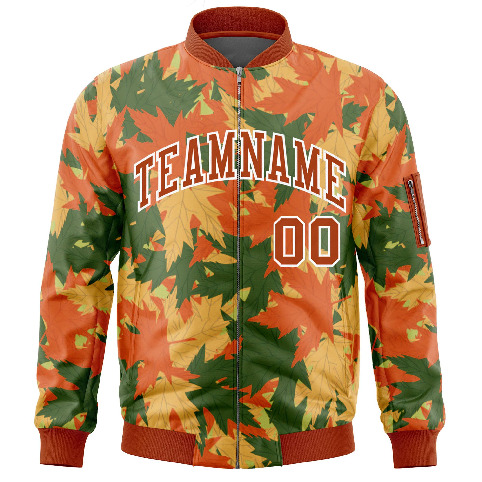 Custom Orange Varsity Full-Zip Hawaii Letterman Bomber Jacket