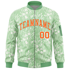 Custom Green Orange Varsity Full-Zip Hawaii Letterman Bomber Jacket