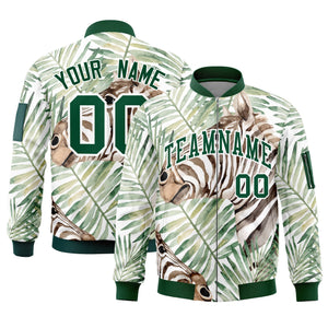 Custom Green Varsity Full-Zip Hawaii Letterman Bomber Jacket