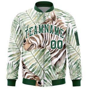 Custom Green Varsity Full-Zip Hawaii Letterman Bomber Jacket