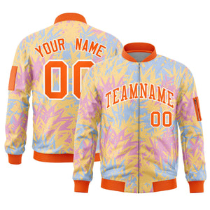 Custom Orange Varsity Full-Zip Hawaii Letterman Bomber Jacket