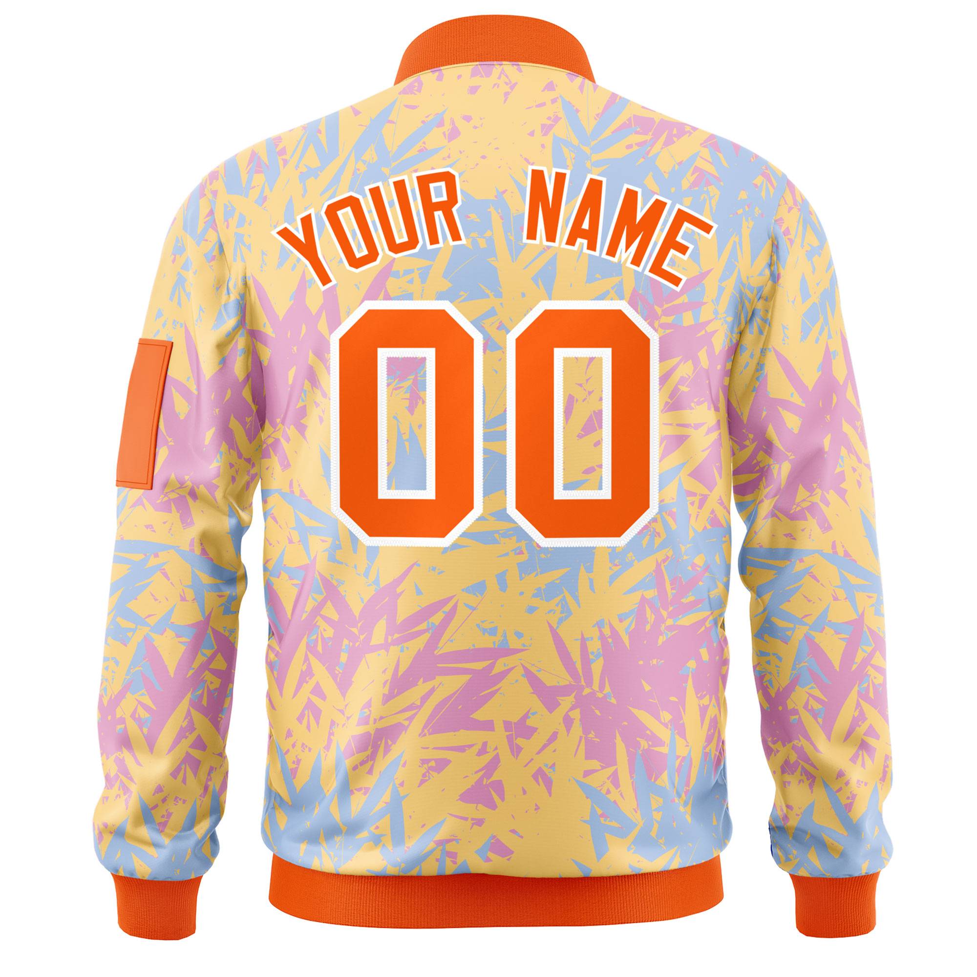 Custom Orange Varsity Full-Zip Hawaii Letterman Bomber Jacket