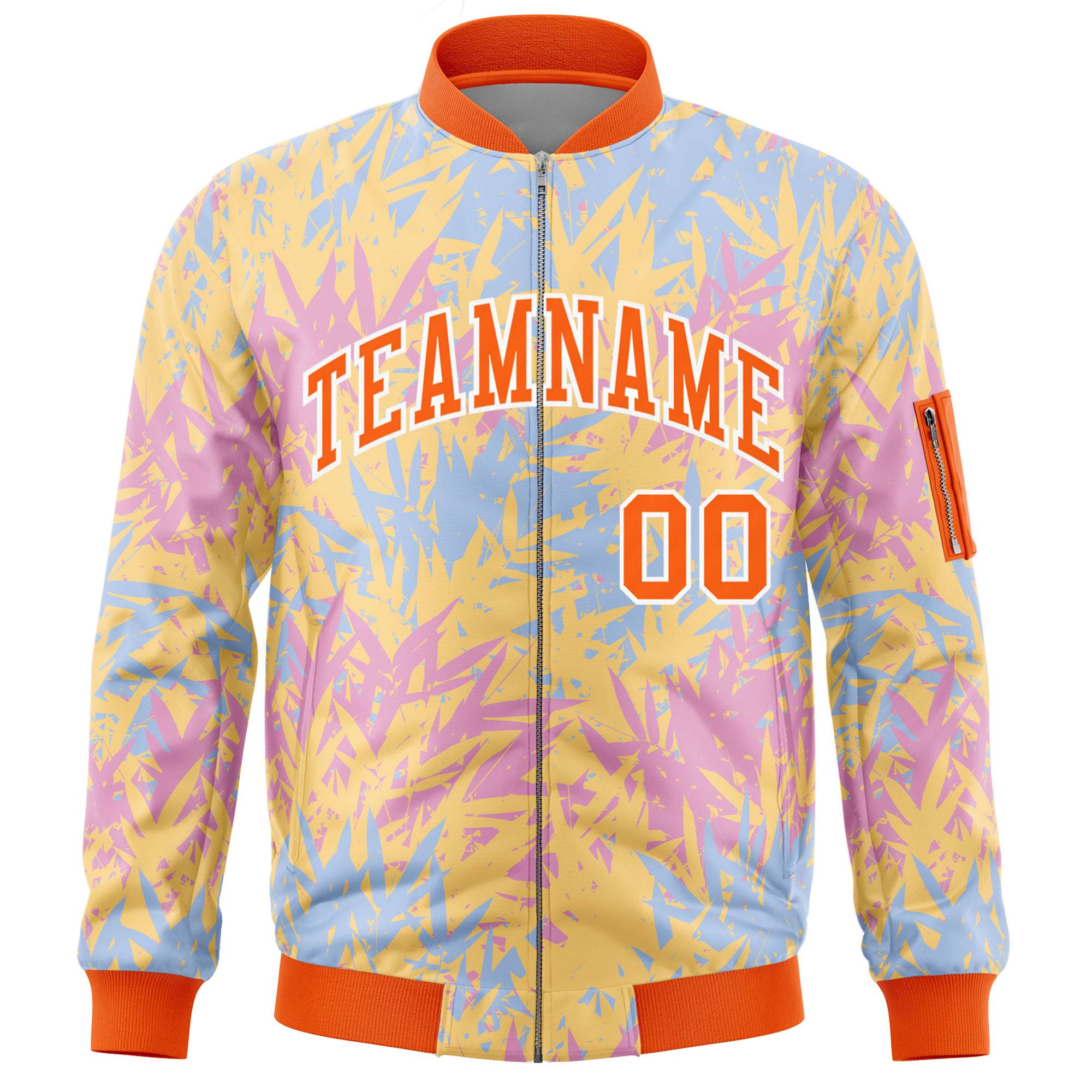 Custom Orange Varsity Full-Zip Hawaii Letterman Bomber Jacket