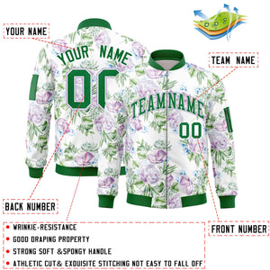 Custom Kelly Green  Varsity Full-Zip Hawaii Letterman Bomber Jacket