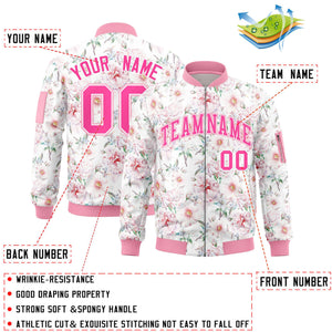 Custom Pink Varsity Full-Zip Hawaii Letterman Bomber Jacket