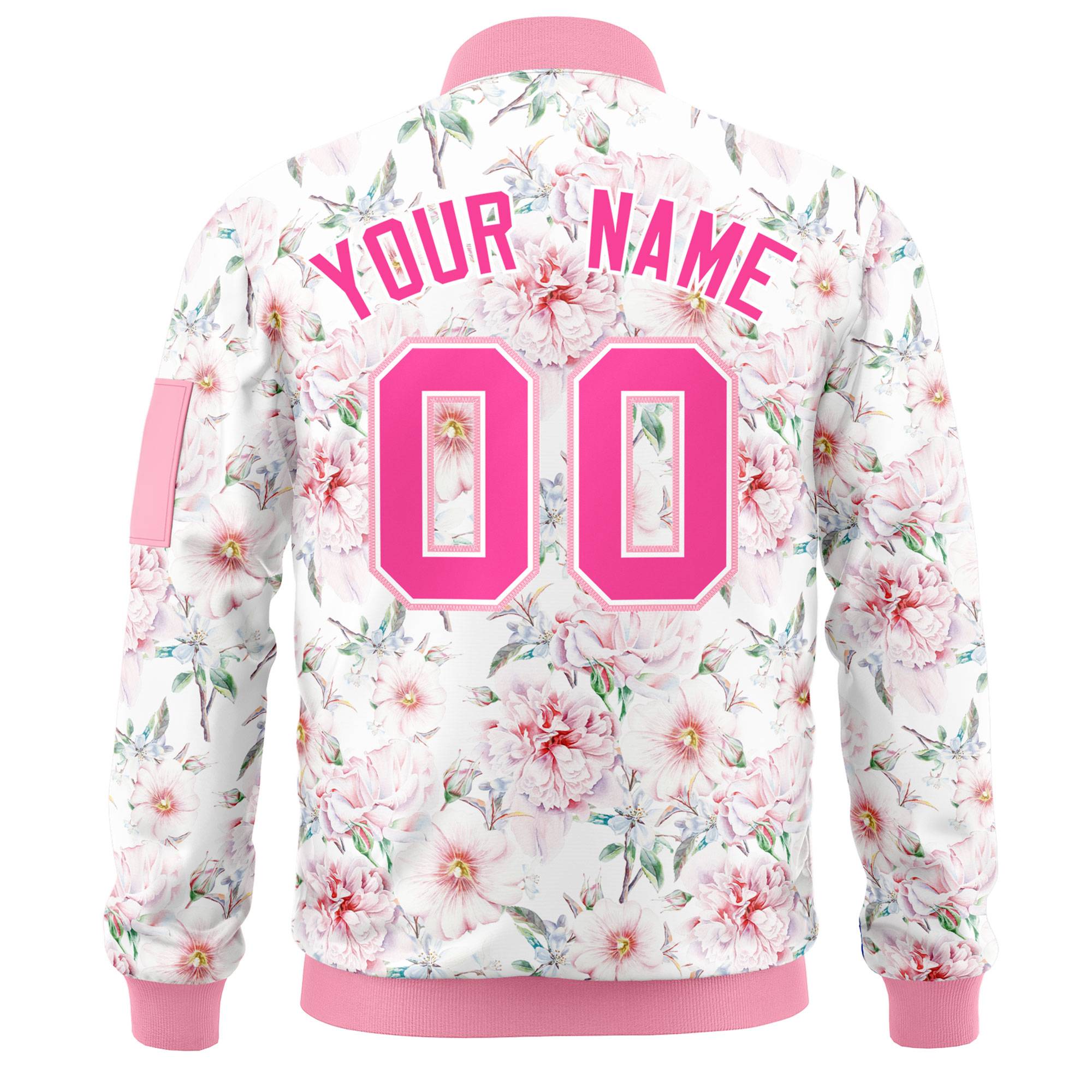 Custom Pink Varsity Full-Zip Hawaii Letterman Bomber Jacket