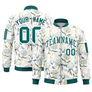 Custom Aqua Varsity Full-Zip Hawaii Letterman Bomber Jacket