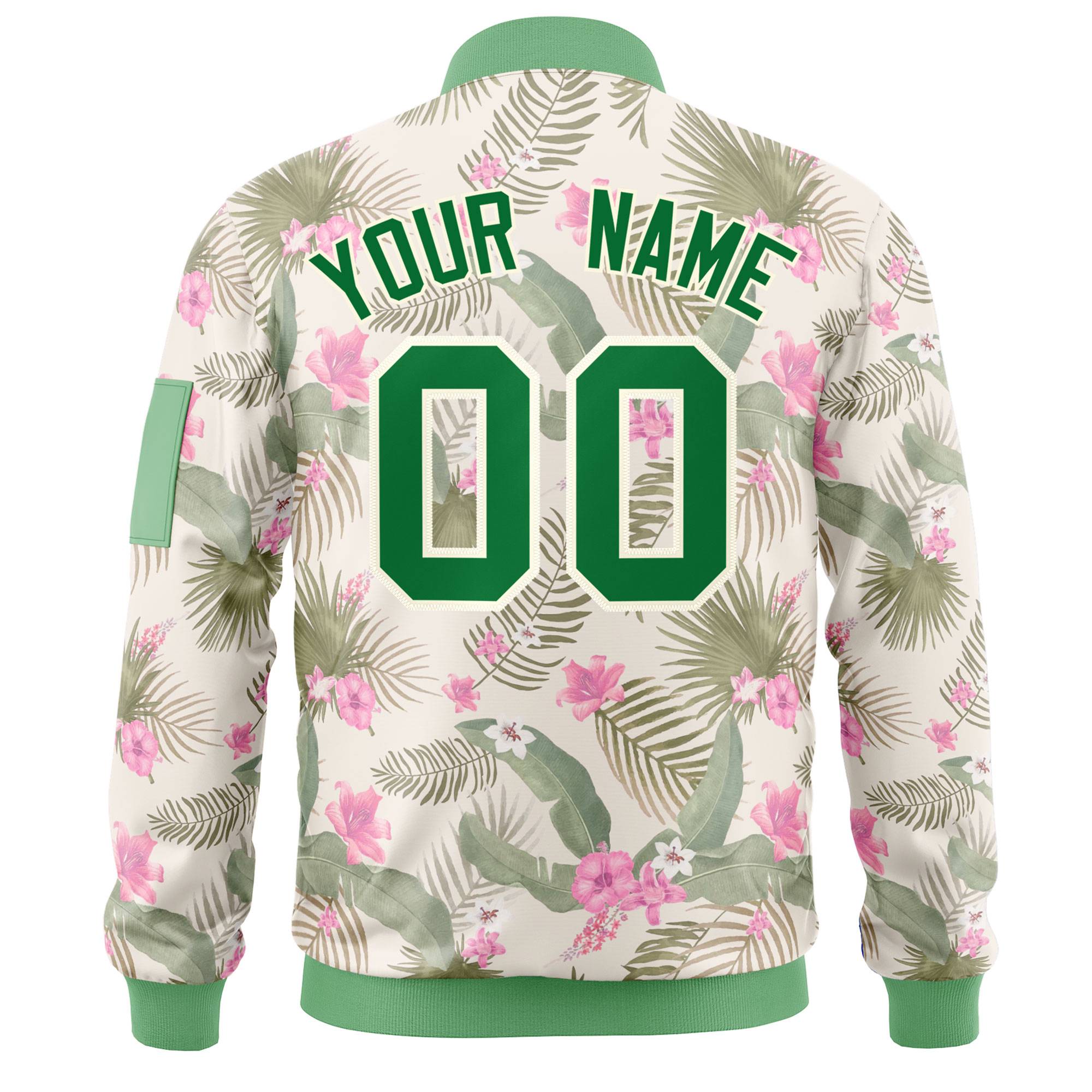 Custom Green Varsity Full-Zip Hawaii Letterman Bomber Jacket