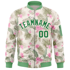 Custom Green Varsity Full-Zip Hawaii Letterman Bomber Jacket