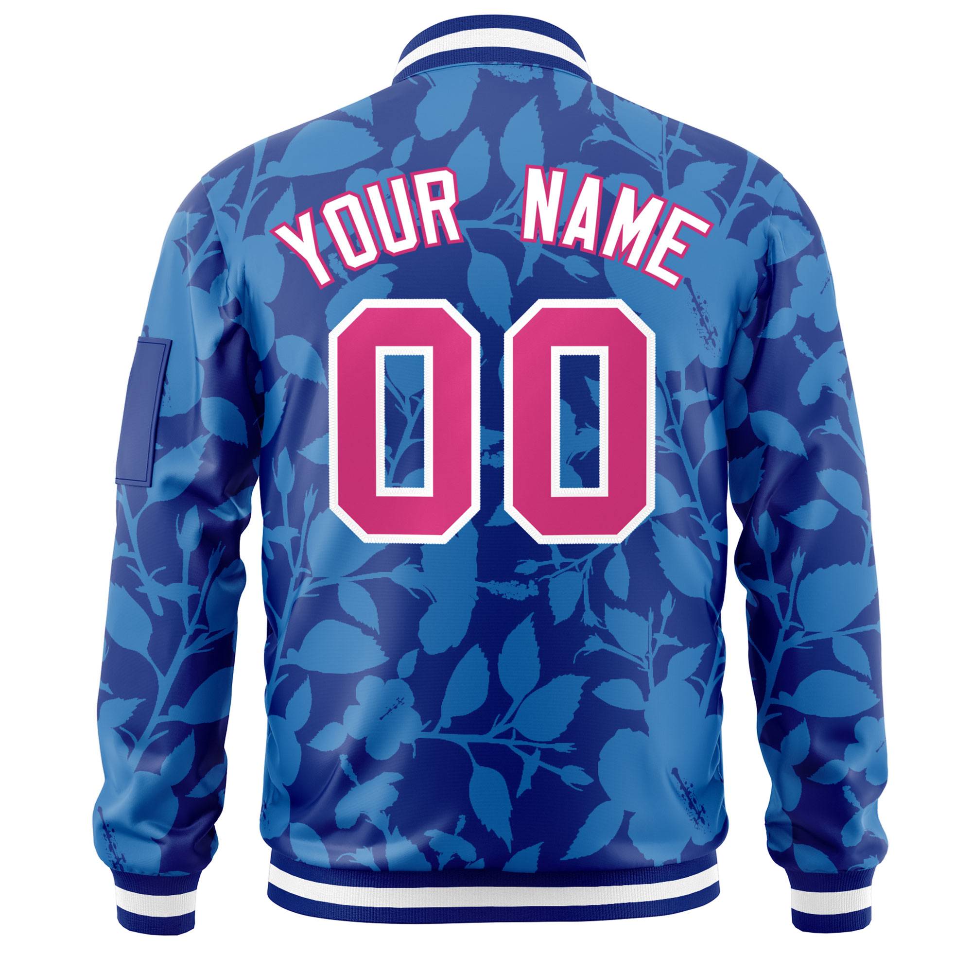 Custom Royal Rose Red Varsity Full-Zip Hawaii Letterman Bomber Jacket