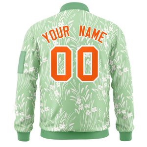 Custom Green Orange Varsity Full-Zip Hawaii Letterman Bomber Jacket