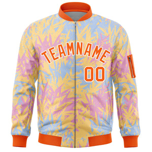 Custom Orange Varsity Full-Zip Hawaii Letterman Bomber Jacket