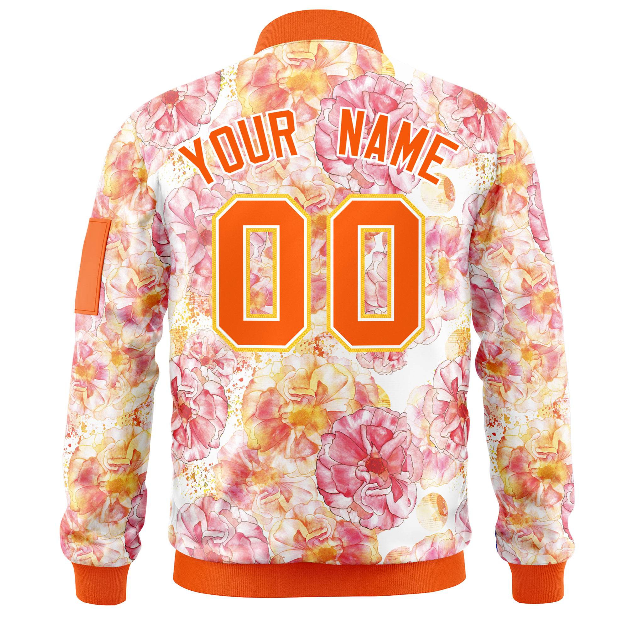 Custom Orange Varsity Full-Zip Hawaii Letterman Bomber Jacket