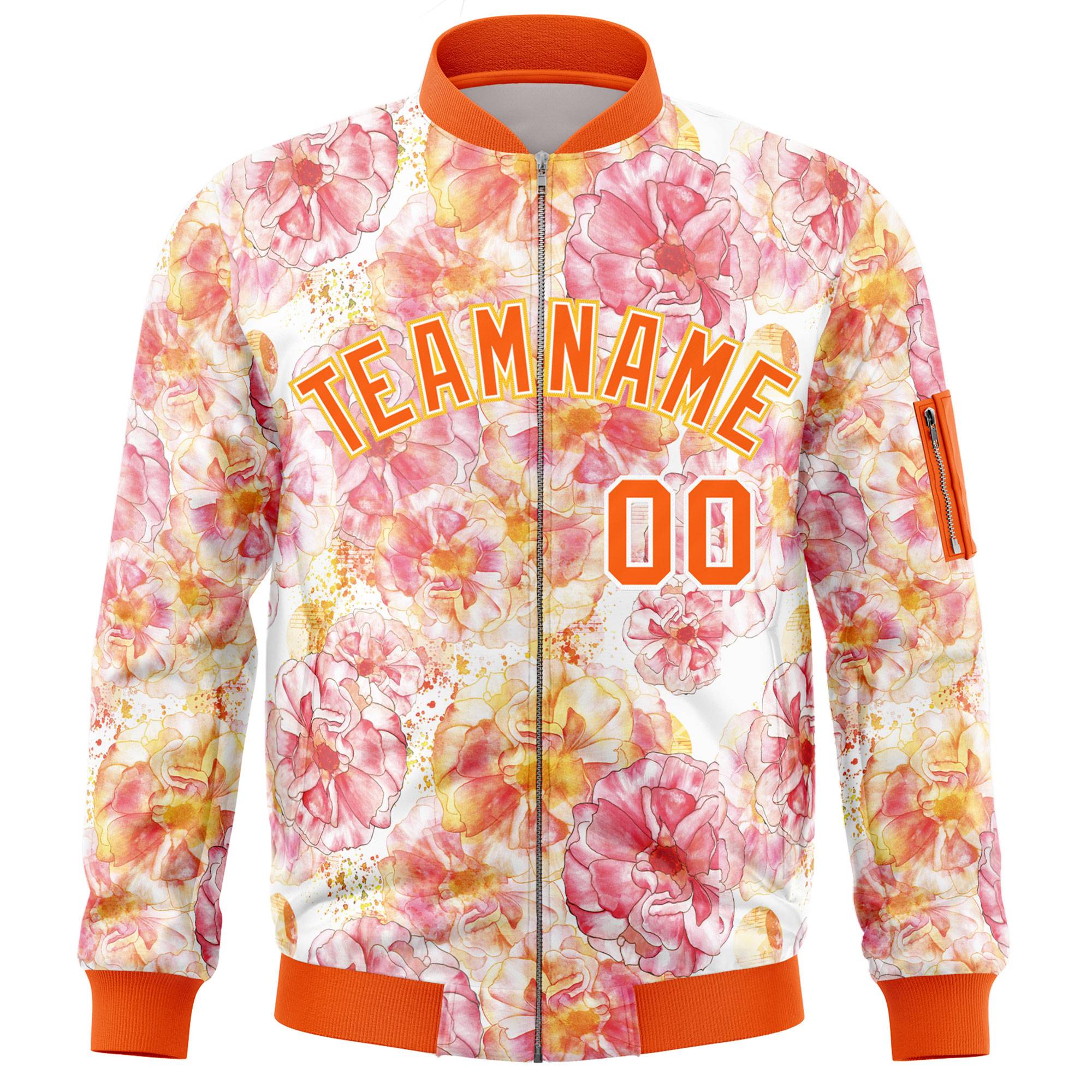 Custom Orange Varsity Full-Zip Hawaii Letterman Bomber Jacket