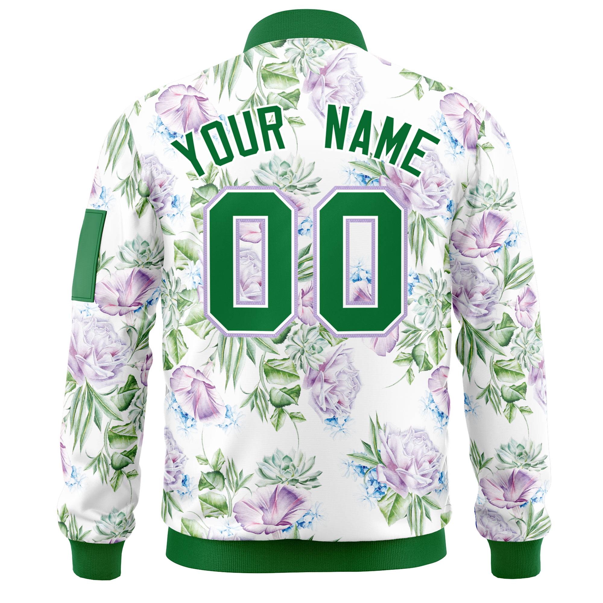 Custom Kelly Green  Varsity Full-Zip Hawaii Letterman Bomber Jacket