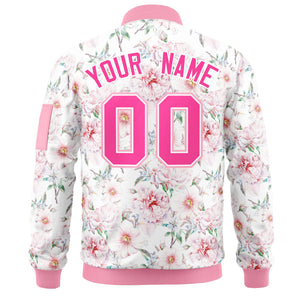 Custom Pink Varsity Full-Zip Hawaii Letterman Bomber Jacket