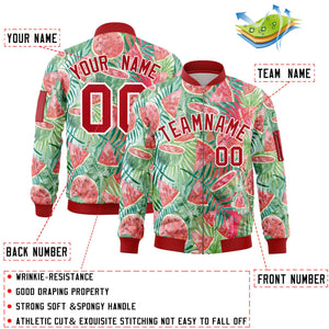 Custom Red Varsity Full-Zip Hawaii Letterman Bomber Jacket