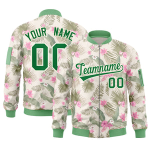 Custom Green Varsity Full-Zip Hawaii Letterman Bomber Jacket