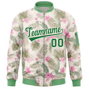 Custom Green Varsity Full-Zip Hawaii Letterman Bomber Jacket