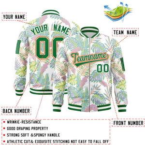 Custom Kelly Green  Varsity Full-Zip Hawaii Letterman Bomber Jacket