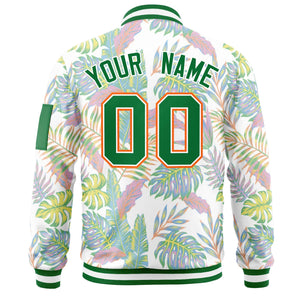 Custom Kelly Green  Varsity Full-Zip Hawaii Letterman Bomber Jacket