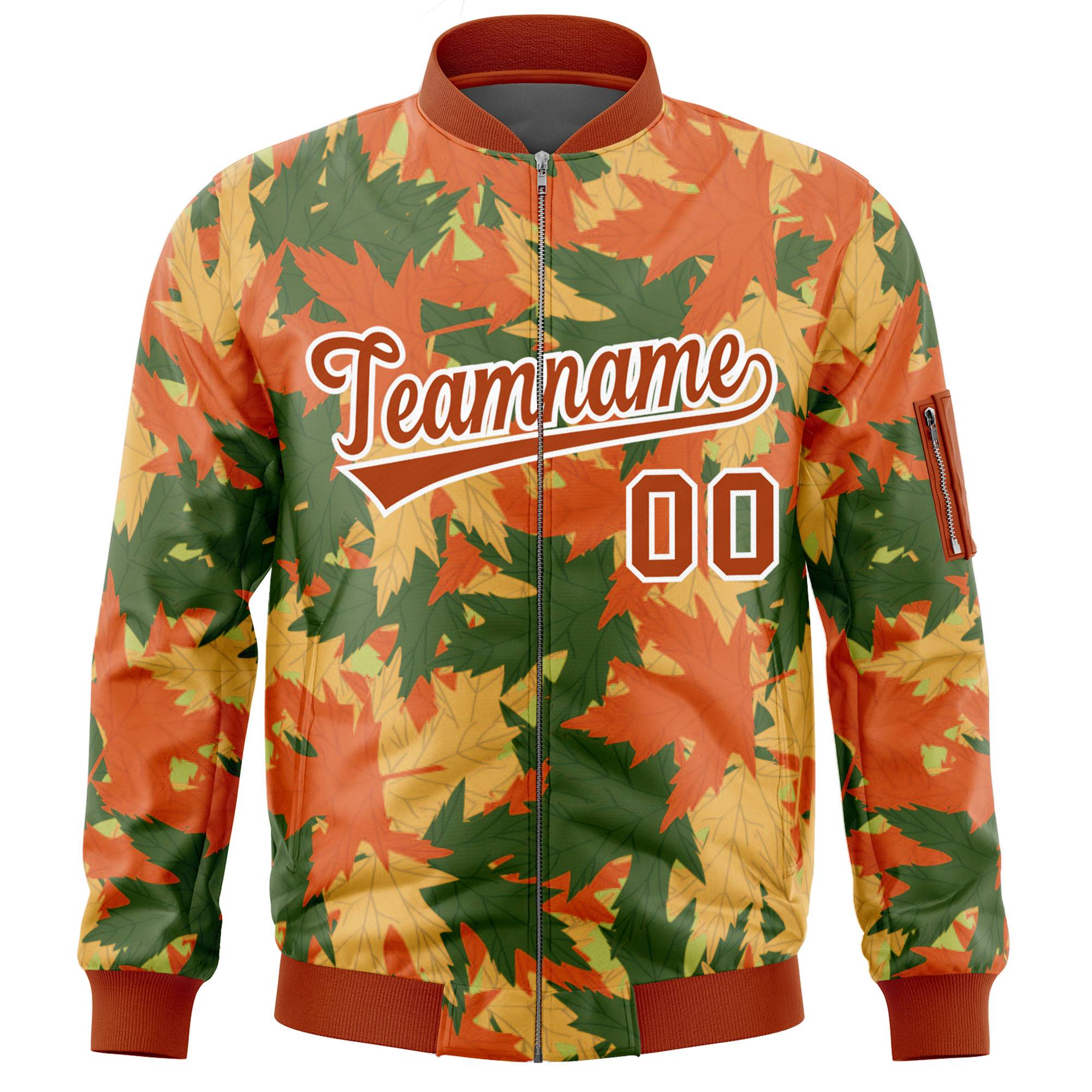 Custom Orange Varsity Full-Zip Hawaii Letterman Bomber Jacket