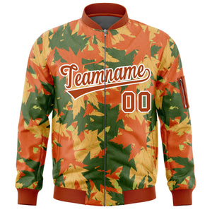 Custom Orange Varsity Full-Zip Hawaii Letterman Bomber Jacket