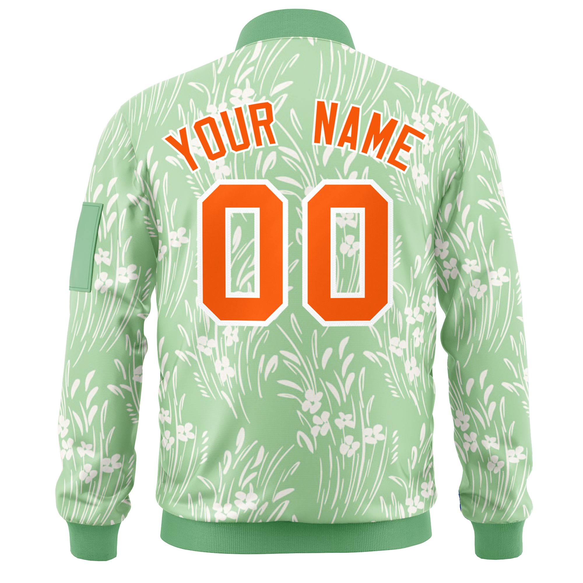 Custom Green Orange Varsity Full-Zip Hawaii Letterman Bomber Jacket