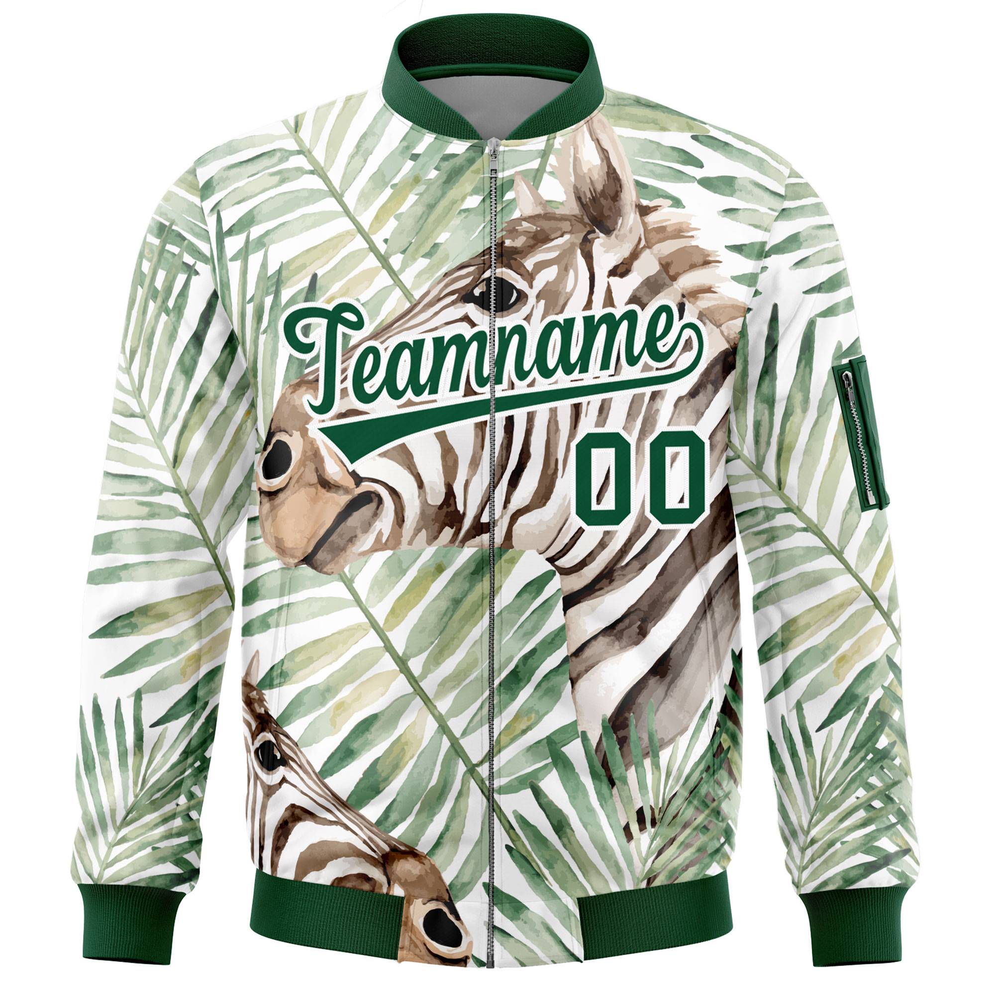 Custom Green Varsity Full-Zip Hawaii Letterman Bomber Jacket