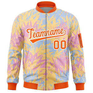 Custom Orange Varsity Full-Zip Hawaii Letterman Bomber Jacket