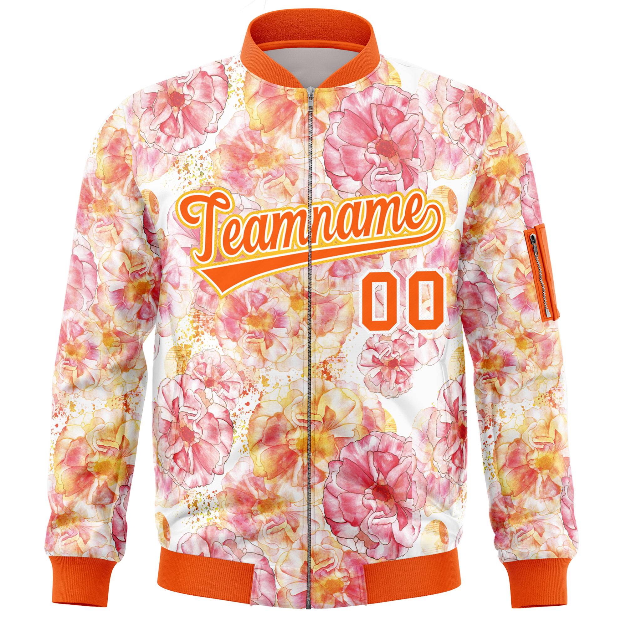 Custom Orange Varsity Full-Zip Hawaii Letterman Bomber Jacket