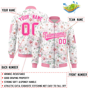 Custom Pink Varsity Full-Zip Hawaii Letterman Bomber Jacket