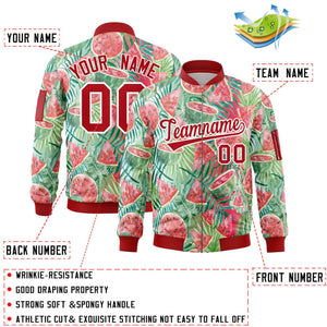 Custom Red Varsity Full-Zip Hawaii Letterman Bomber Jacket