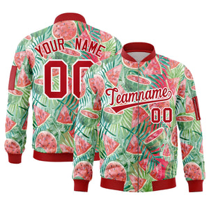 Custom Red Varsity Full-Zip Hawaii Letterman Bomber Jacket