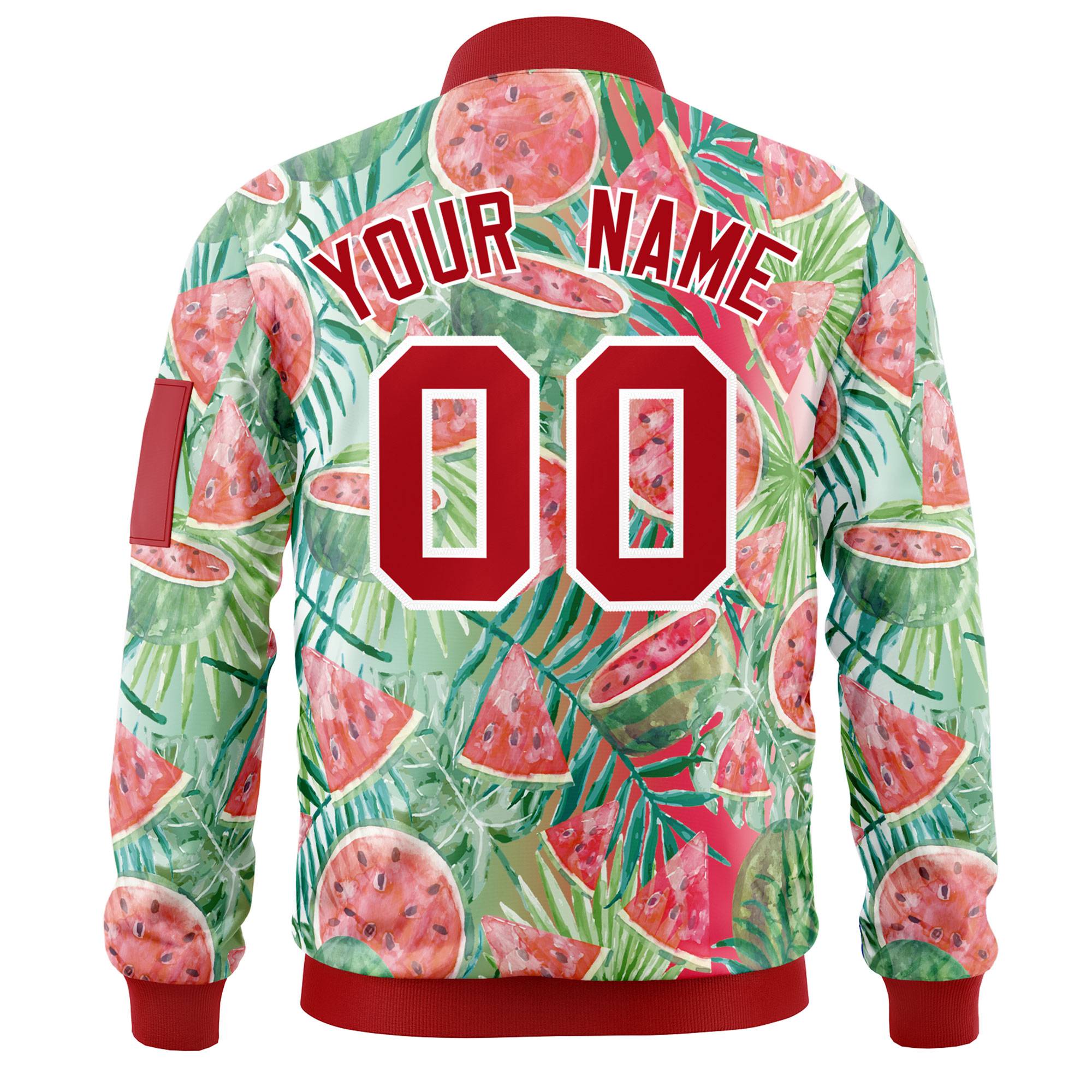 Custom Red Varsity Full-Zip Hawaii Letterman Bomber Jacket