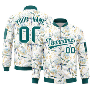 Custom Aqua Varsity Full-Zip Hawaii Letterman Bomber Jacket