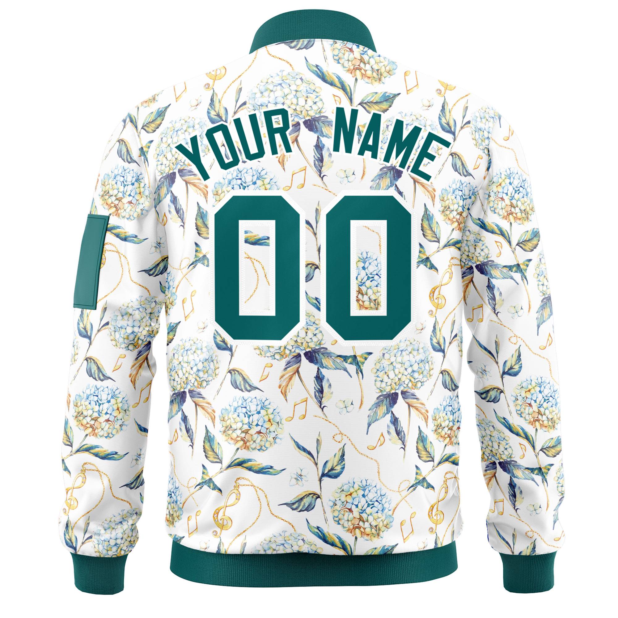 Custom Aqua Varsity Full-Zip Hawaii Letterman Bomber Jacket