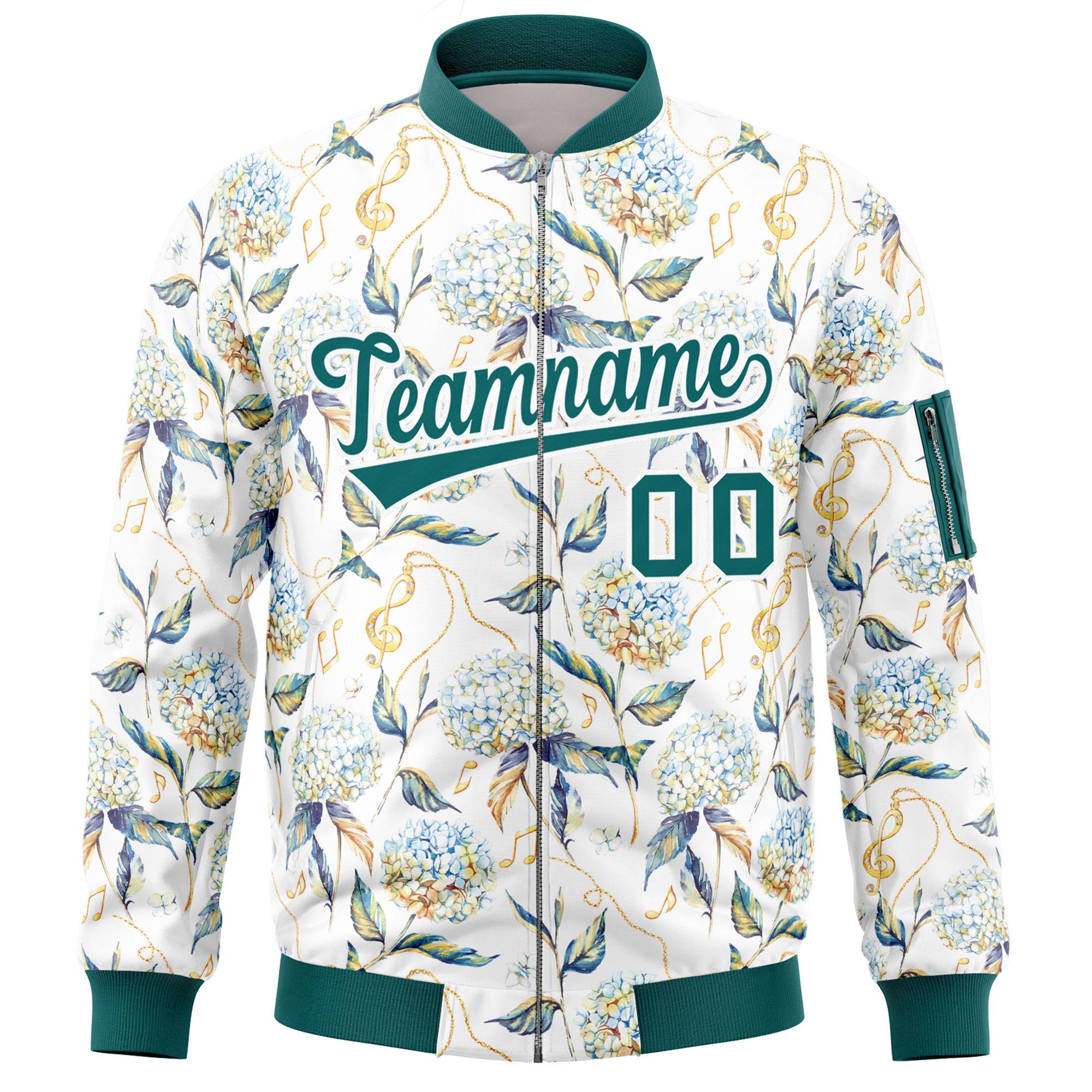 Custom Aqua Varsity Full-Zip Hawaii Letterman Bomber Jacket