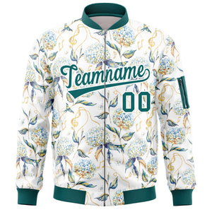 Custom Aqua Varsity Full-Zip Hawaii Letterman Bomber Jacket