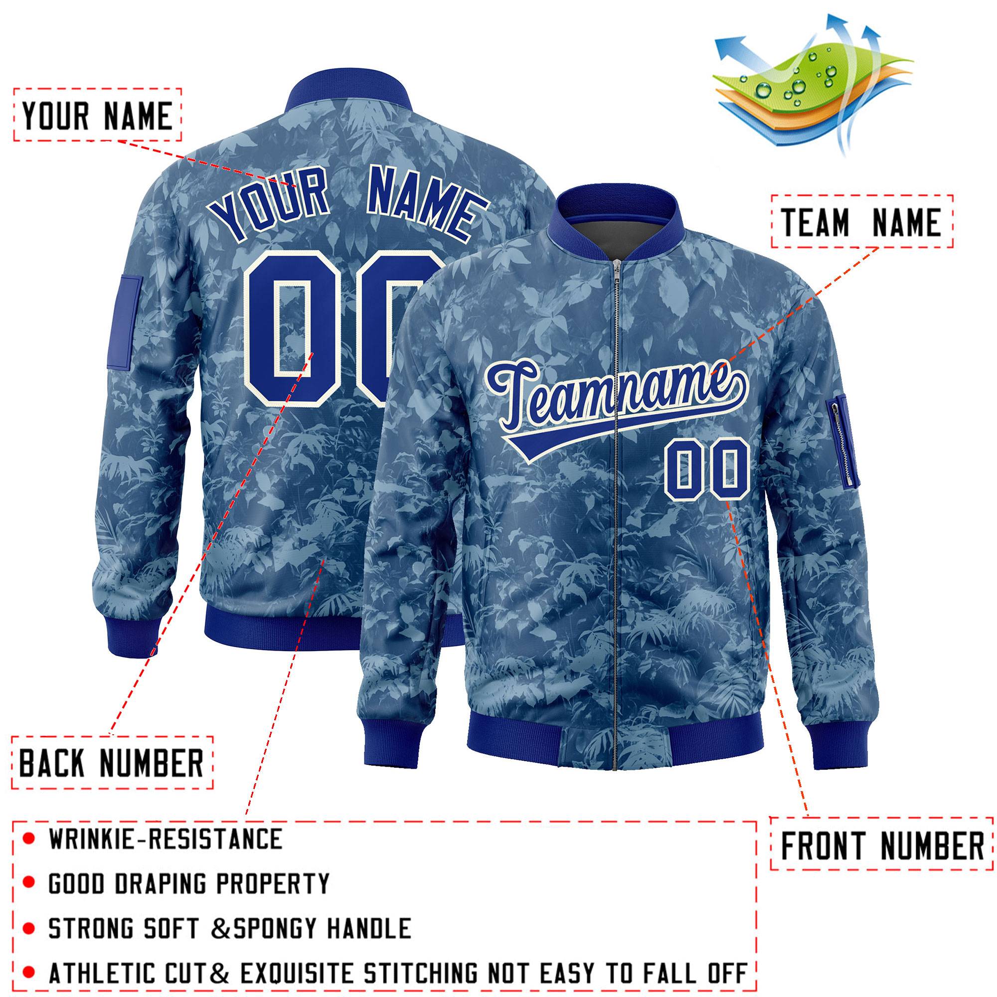 Custom Royal Varsity Full-Zip Hawaii Letterman Bomber Jacket