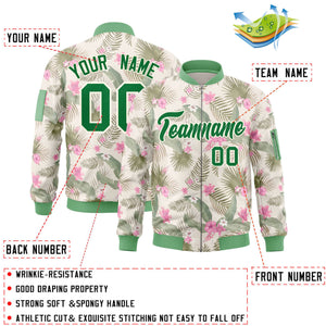 Custom Green Varsity Full-Zip Hawaii Letterman Bomber Jacket