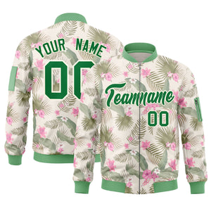 Custom Green Varsity Full-Zip Hawaii Letterman Bomber Jacket