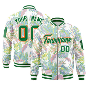 Custom Kelly Green  Varsity Full-Zip Hawaii Letterman Bomber Jacket