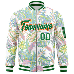 Custom Kelly Green  Varsity Full-Zip Hawaii Letterman Bomber Jacket