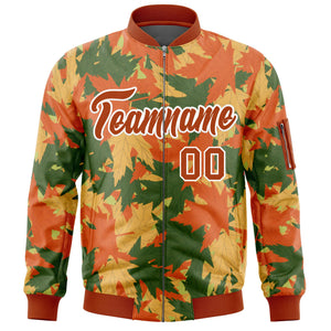 Custom Orange Varsity Full-Zip Hawaii Letterman Bomber Jacket