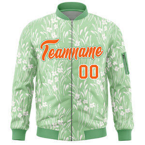 Custom Green Orange Varsity Full-Zip Hawaii Letterman Bomber Jacket