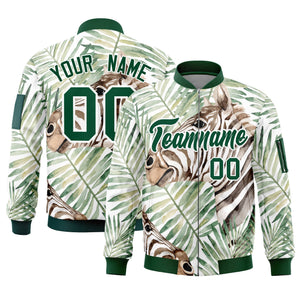 Custom Green Varsity Full-Zip Hawaii Letterman Bomber Jacket