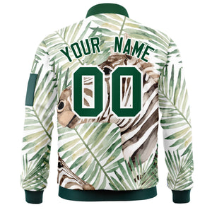 Custom Green Varsity Full-Zip Hawaii Letterman Bomber Jacket