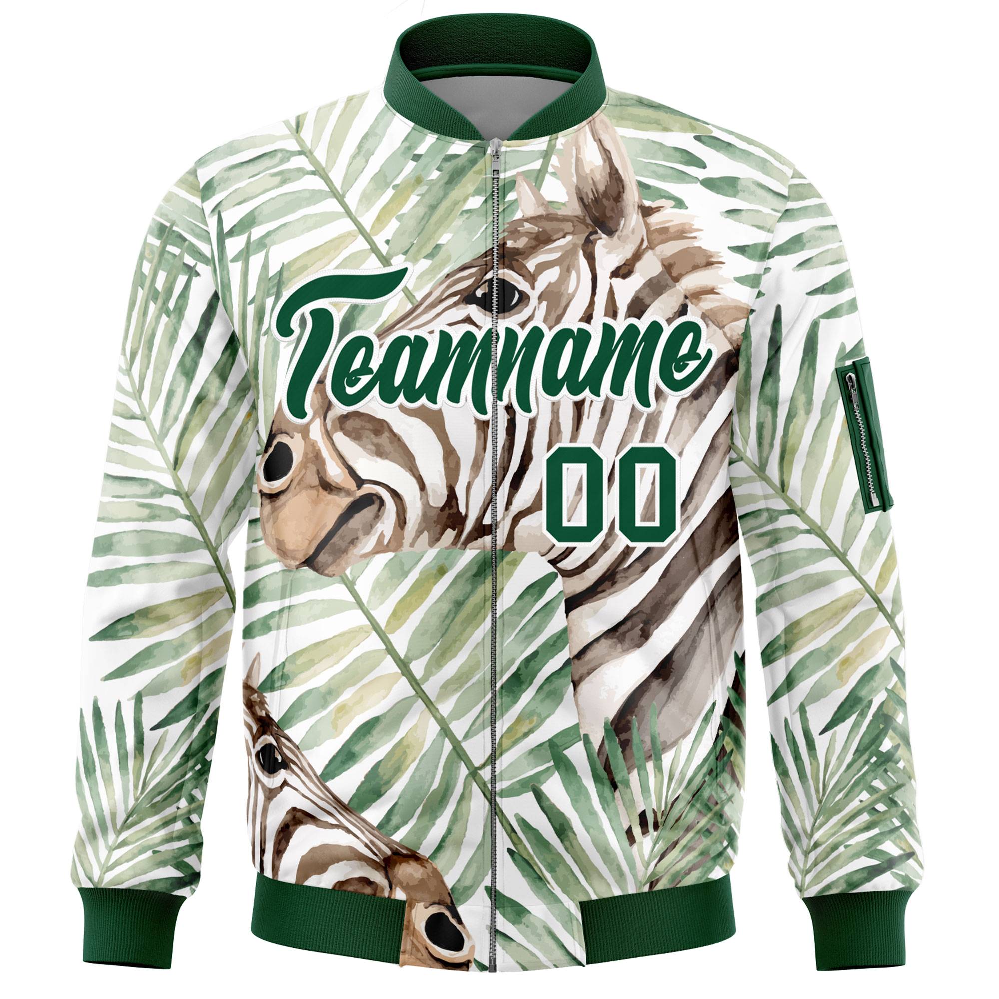 Custom Green Varsity Full-Zip Hawaii Letterman Bomber Jacket